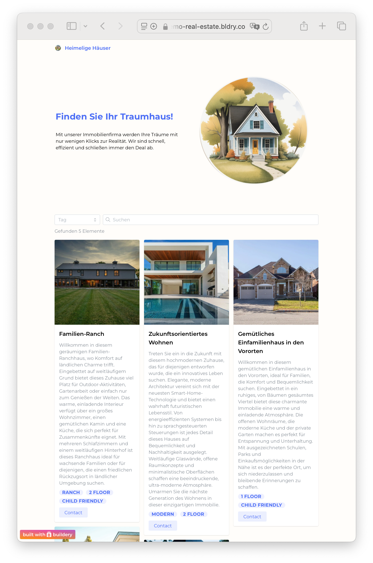 Example of home sales
